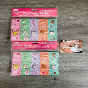 Lot of 2 Pokemon Valentines Pins: Pikachu, Rowlet, Mewtwo, Charmander, Mew NWT